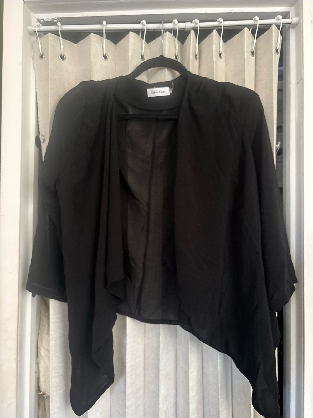 Calvin Klein Black Sheer-Back Open Cardigan - Picture 2 of 3